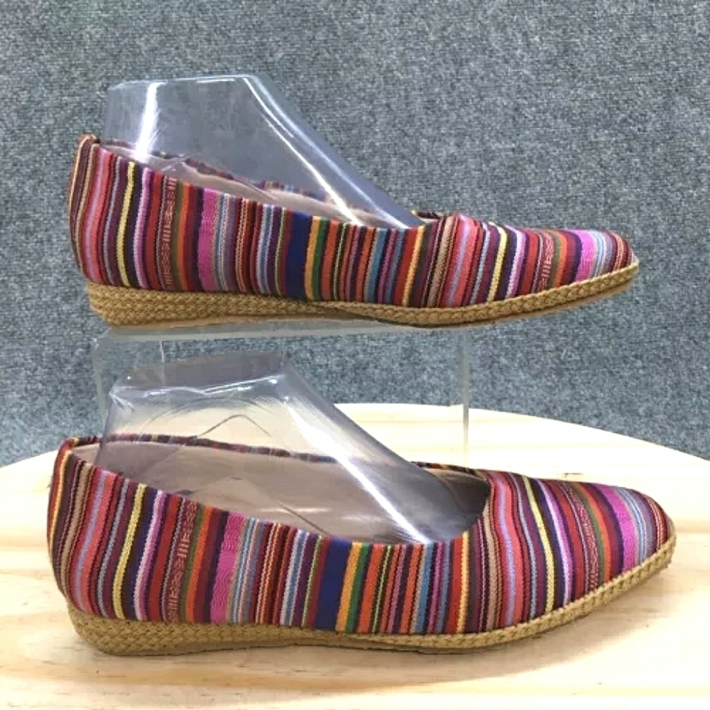 Beacon Fashion Fit Women Canvass Shoes Multicolor Stripe Espadrilles Size 7.5M🌴